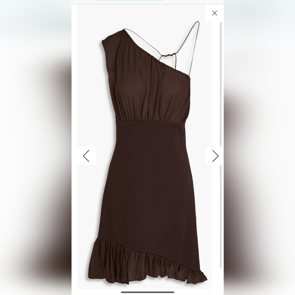 FRAME Asymmetric ruffled ponte and silk crepe de chine mini dress （NWT)